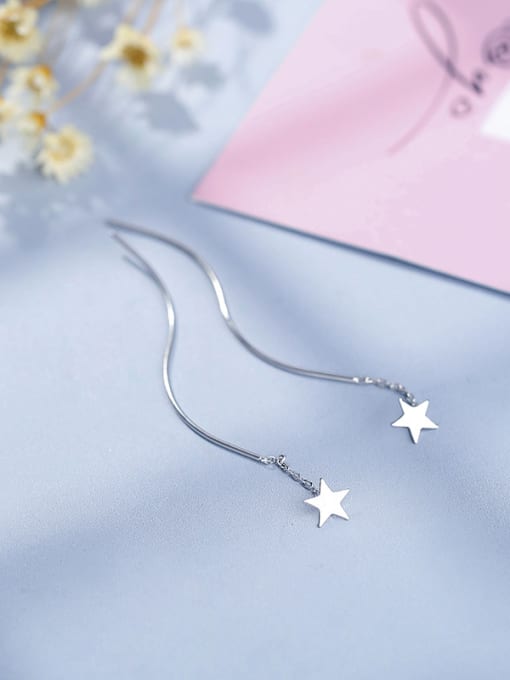 One Silver Women Elegant Star Shaped Ear Lines 1