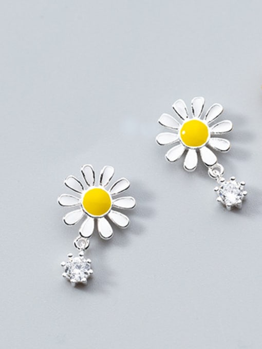 Rosh Pure silver sweet Zricon Sunflower Earrings 0