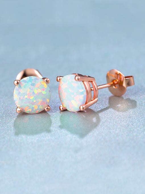 Rose Gold 8MM Opal Stone stud Earring