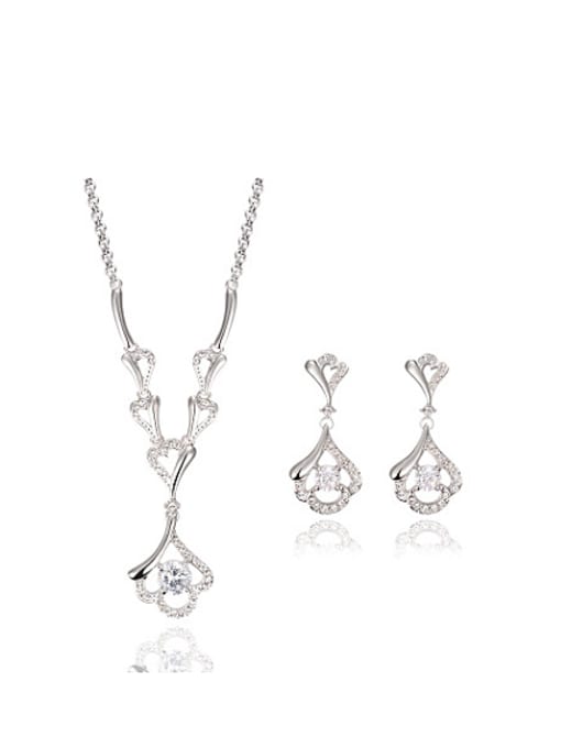 BESTIE Alloy White Gold Plated Fashion White Stones Two Pieces Jewelry Set 0