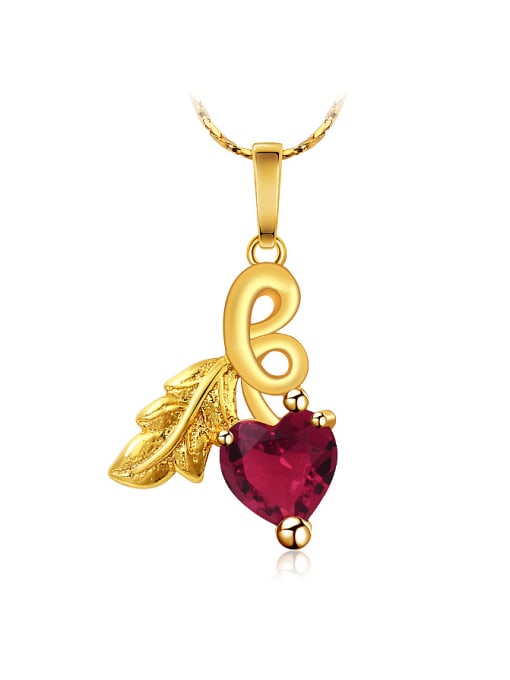 red Copper Alloy 24K Gold Plated Ethnic style Heart-shaped Zircon Necklace