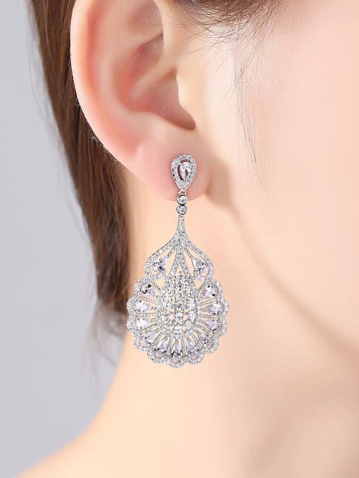 BLING SU AAA zircon retro court exaggerated luxury water-drop earrings 1