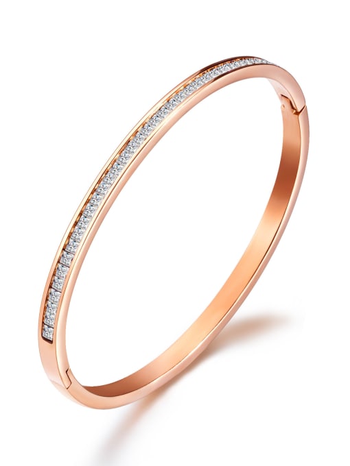 Rose Gold Stainless Steel With Rose Gold Plated Simplistic Round Bangles