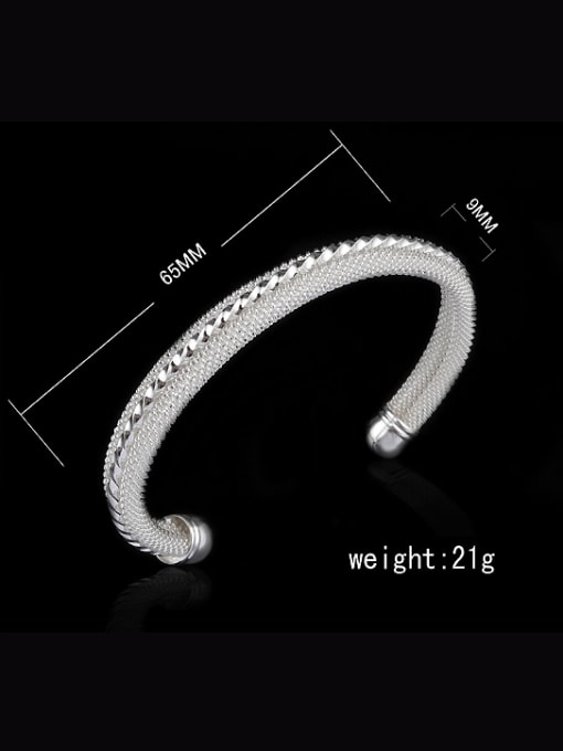 Ya Heng Simple Silver Plated Copper Opening Bangle 3