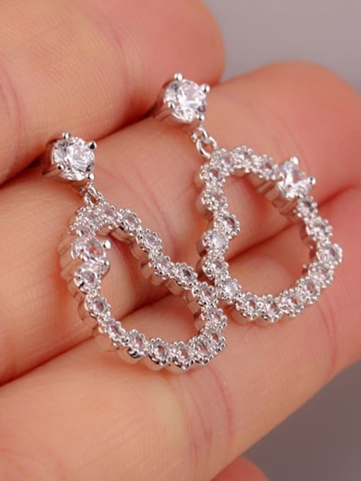 Qing Xing Love Heart 925 Silver Zircon cuff earring 2
