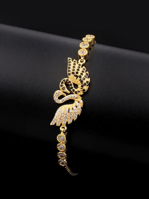 Golden Double Swan Stretch Bracelet