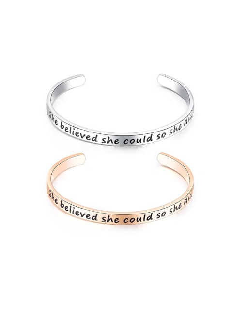 Open Sky Titanium With Smooth  Simplistic Monogrammed Free Size Mens Bangles