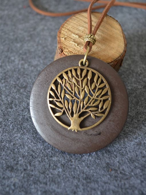 Coffee Ethnic Style Tree Shaped Necklace