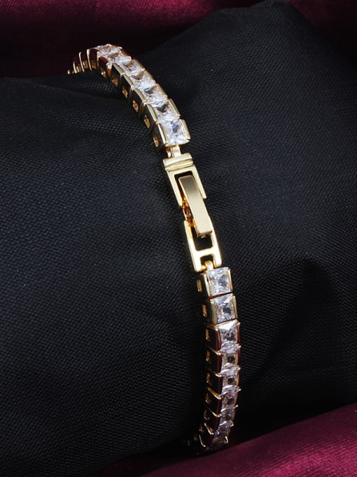 SANTIAGO Exquisite 18K Gold Plated Square Zircon Bracelet 1