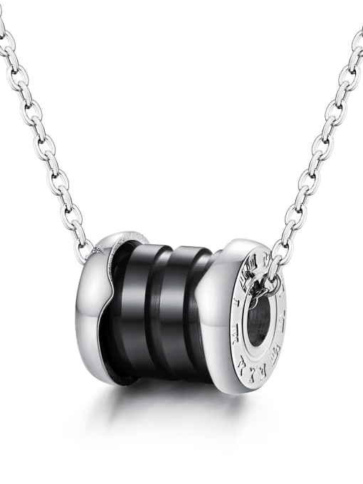 1120-Steel Black Ceramics Stainless Steel With Rose Gold Plated Fashion Geometric Necklaces