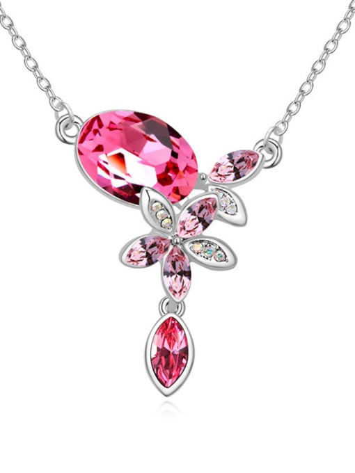 pink Exquisite Shiny austrian Crystals Pendant Alloy Necklace