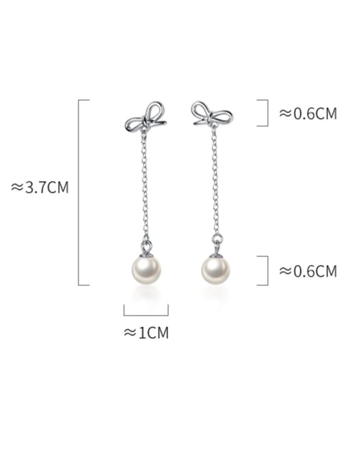 Rosh 925 Sterling Silver With  Artificial Pearl Trendy Bowknot Drop Earrings 3