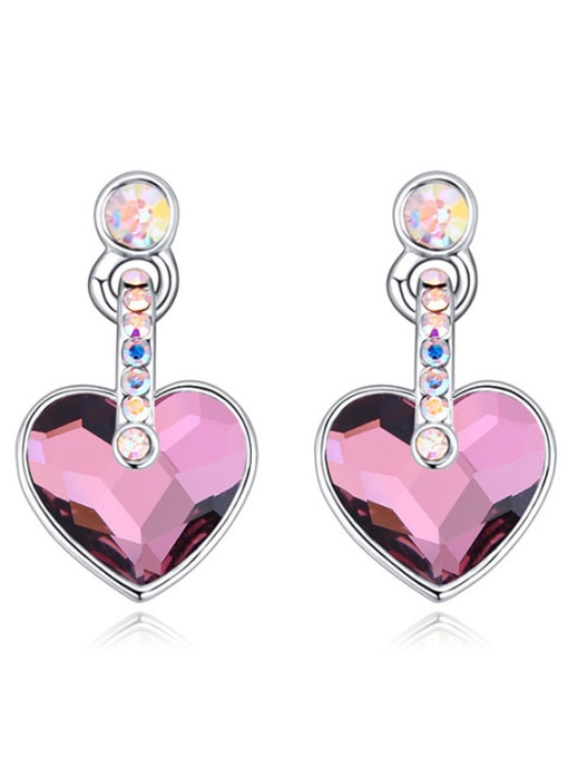 Purple Fashion Heart shaped austrian Crystal Alloy Stud Earrings