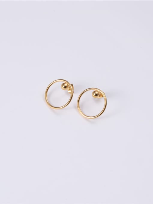 GROSE Titanium With 14k Gold Plated Simplistic Round Stud Earrings 3