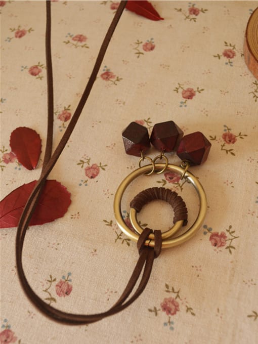 Dandelion Women Wooden Circles Shaped Necklace 0