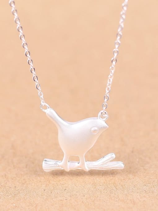 Peng Yuan Little Bird Branch Silver Necklace