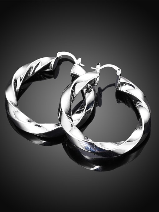 Platinum Exquisite Platinum Plated Twisted Round Shaped Earrings