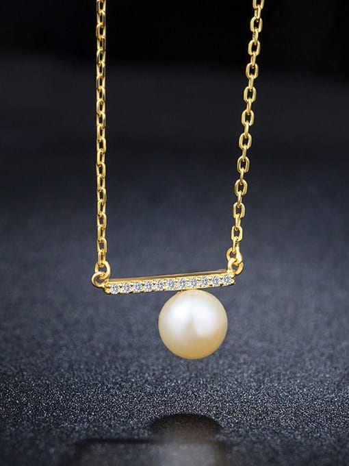 UNIENO Gold Plated Pearl Necklace 0