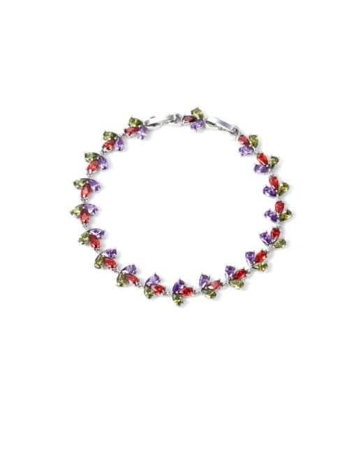Purple green red Copper With Platinum Plated Delicate Flower  Adjustable Bracelets