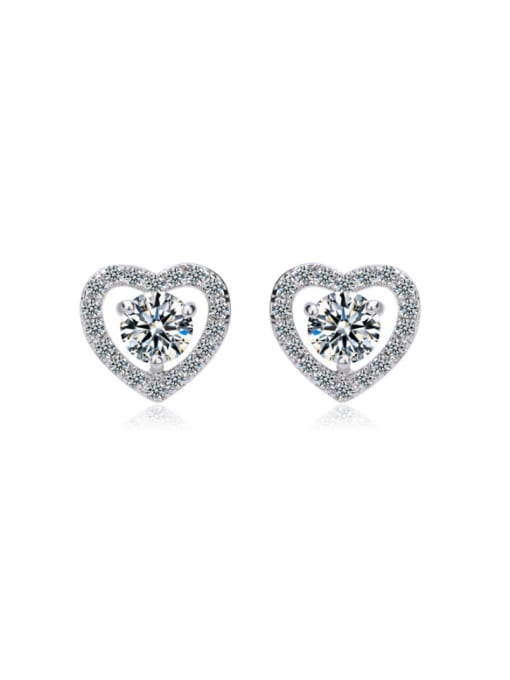 BLING SU Copper inlaid Hearts and Arrows zircon Love Heart earring