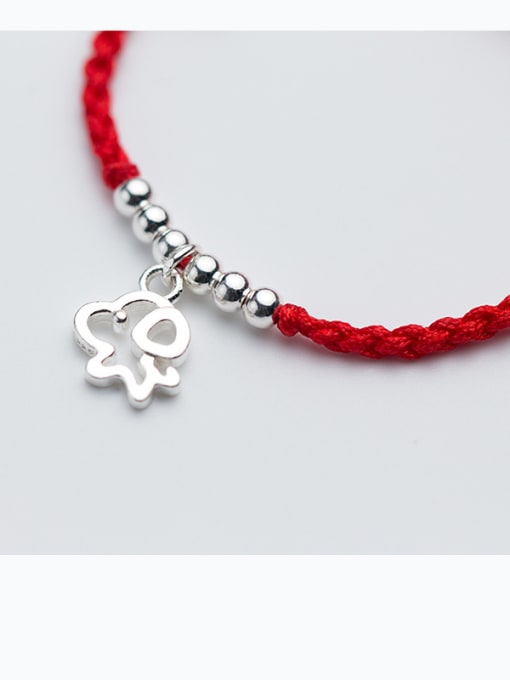 FAN 925 Sterling Silver With Silver Plated Simplistic Dog and Hand knitting red rope Add-a-bead Bracelets 1