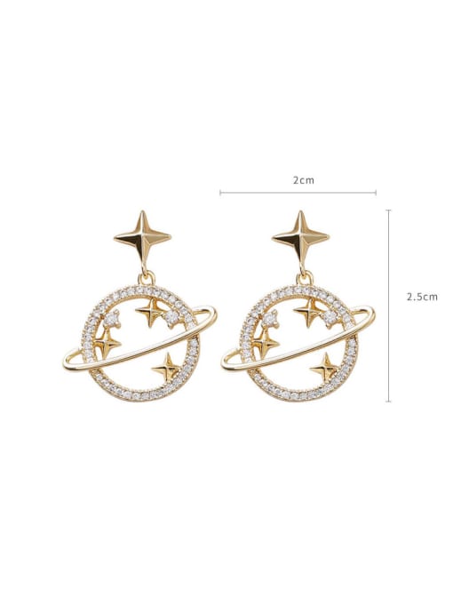 Girlhood Alloy With Gold Plated Simplistic Planet  Drop Earrings 3