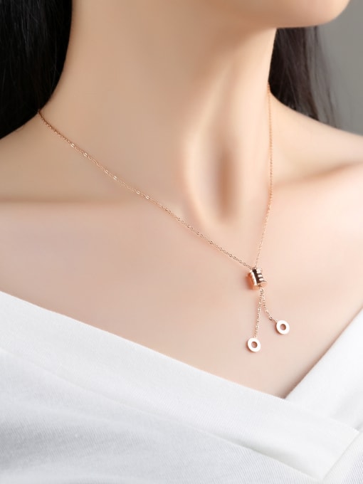 Open Sky Fashion Geometrical Rose Gold Plated Titanium Necklace 1