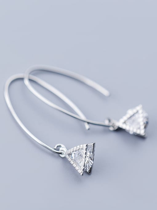 Rosh 925 Sterling Silver With Cubic Zirconia Simplistic Triangle Hook Earrings 1