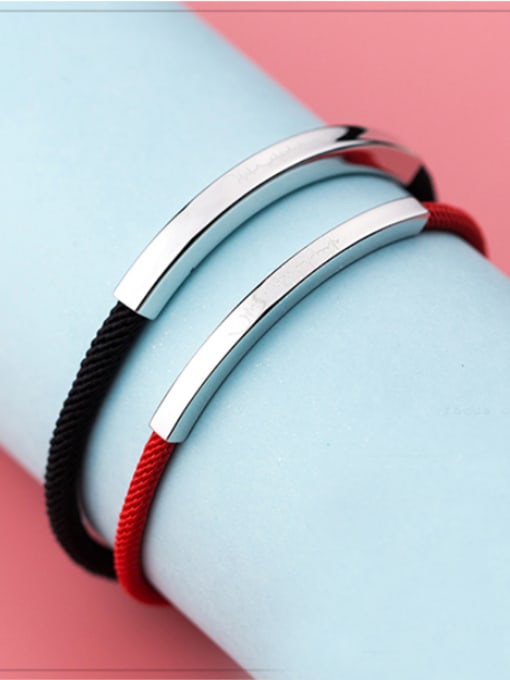 Rosh Sterling silver Minimalist hand-woven red thread bracelet 1