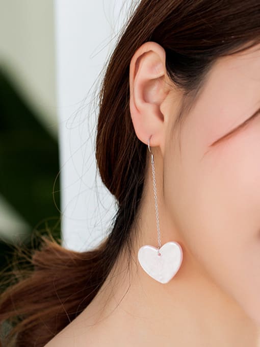Peng Yuan Simple Pink Acrylic Heart 925 Silver Platinum Plated Drop Earrings 1