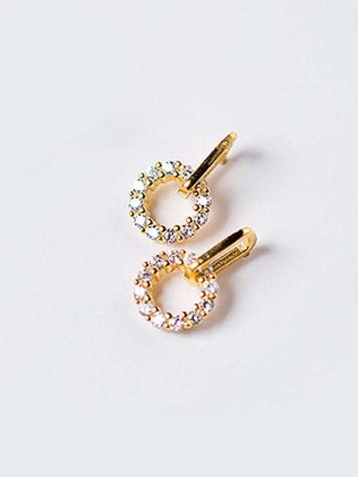 Rosh Elegant Gold Plated Round Shaped Rhinestone Clip Earrings 0