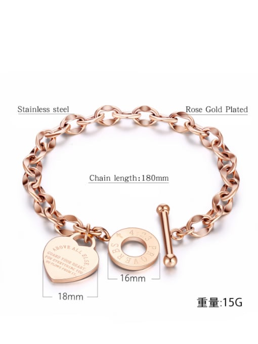 Open Sky Stainless Steel With Rose Gold Plated Classic Heart Bracelets 2