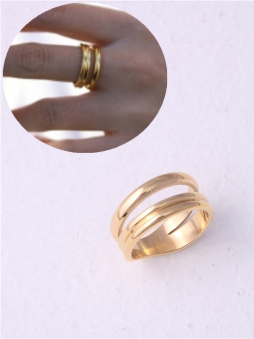 GROSE Titanium With Gold Plated Simplistic Smooth Round Band Rings 1