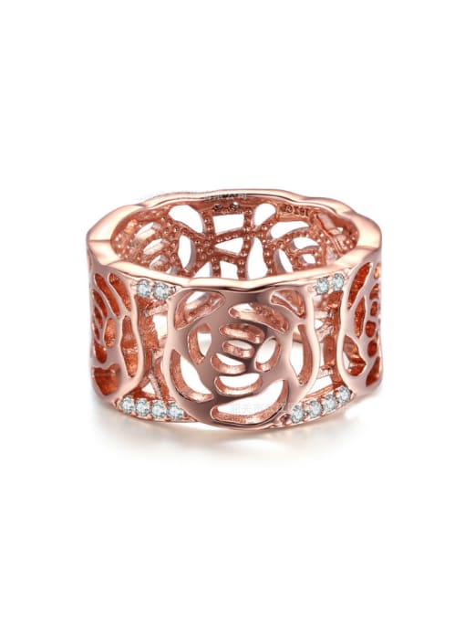 ZK Hollow Hot Selling Zircons Rose Gold Plated Ring 0