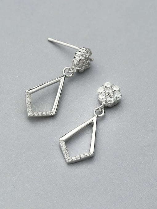 One Silver Delicate Flower Shaped Zircon Earrings 3