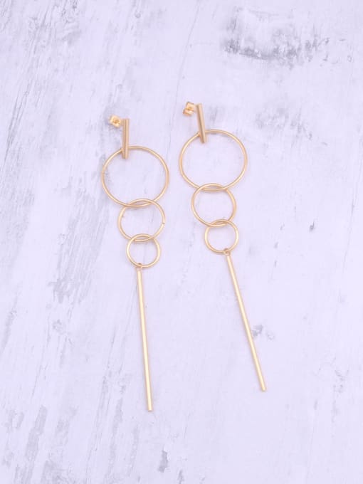 Gold (total length 13) Titanium With Rose Gold Plated Simplistic Round Threader Earrings