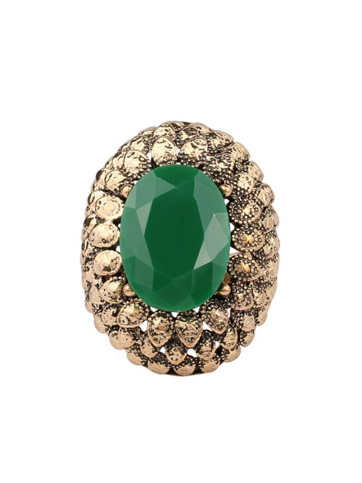 Gujin Retro style Little Leaves Resin stone Alloy Ring 3