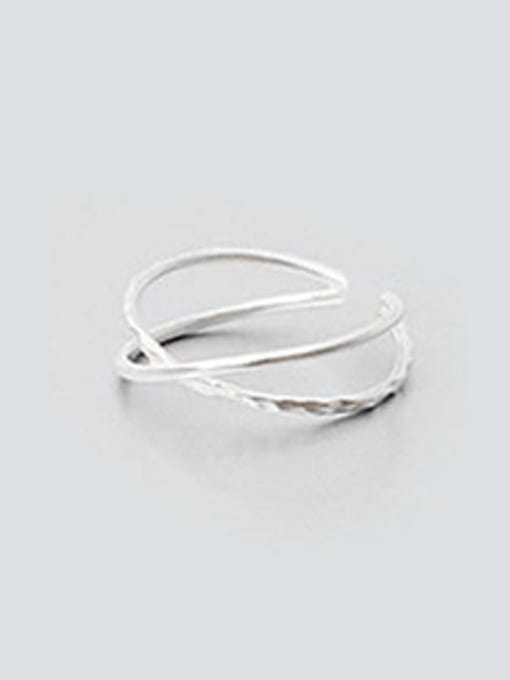 DAKA Two-band X-shaped Simple Silver Smooth Opening Ring
