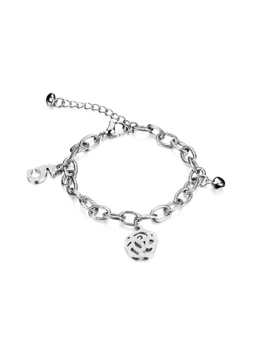 white Simple Little Flower Bell Titanium Bracelet