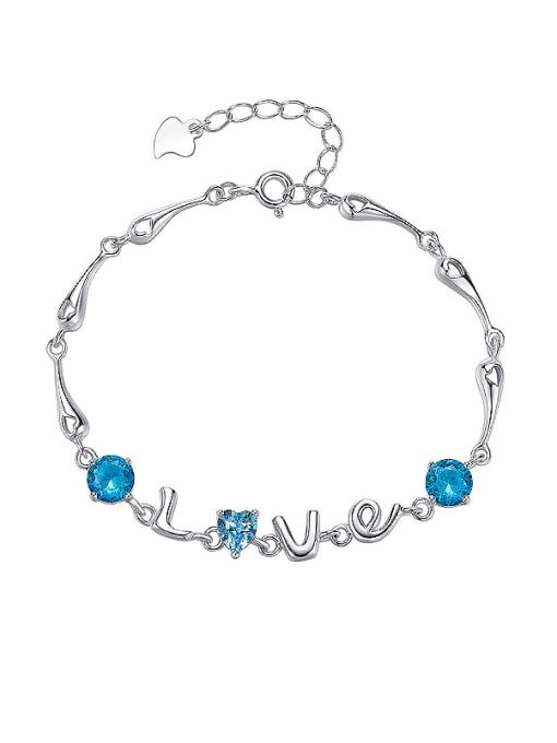 Blue S925 Silver Letter-shaped Bracelet