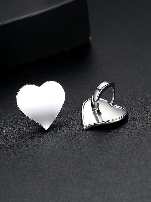 BLING SU Copper With Glossy  Simplistic Heart Stud Earrings 2