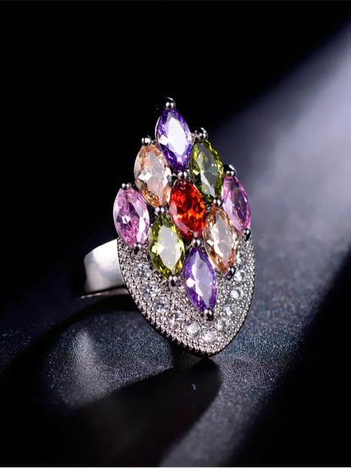 L.WIN Fashion Colorful Zircons Ring 0