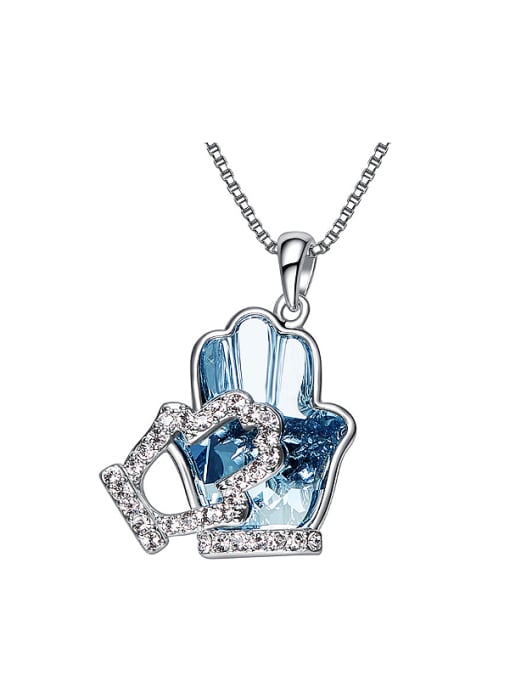 Blue Personalized Tiny Gloves austrian Crystal Necklace