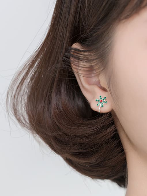 Rosh 925 Sterling Silver With Platinum Plated Cute Snowflake Ear Clip Without Piercings 1