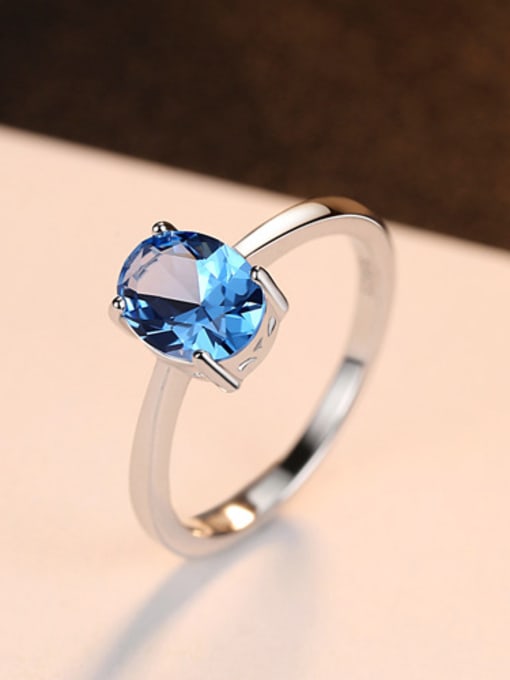 Sky Blue Sterling silver sky blue semi-precious stones minimalist ring