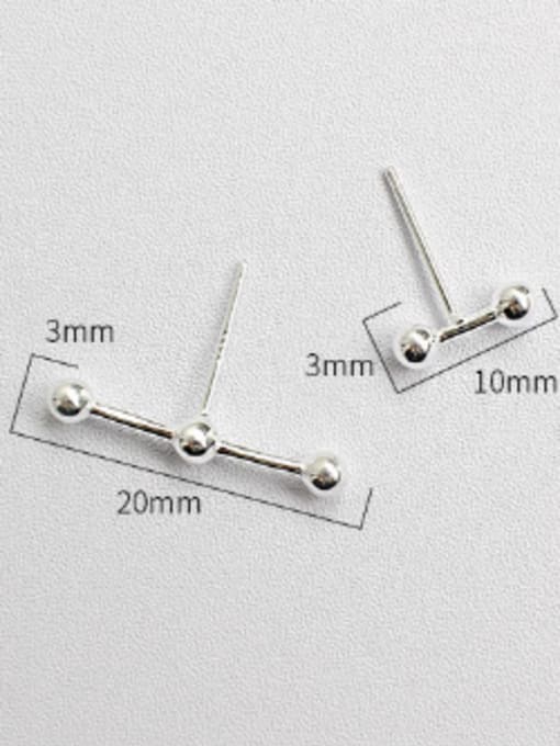 DAKA Simple Asymmetrical Tiny Beads Silver Stud Earrings 2