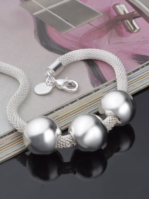 Ya Heng Fashion Smooth Beads Silver Plated Bracelet 1