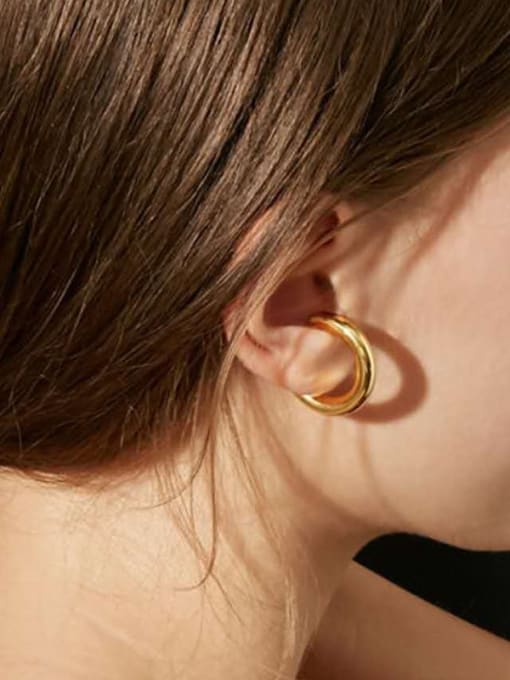 GROSE Titanium With Gold Plated Simplistic Round Clip On Earrings 3
