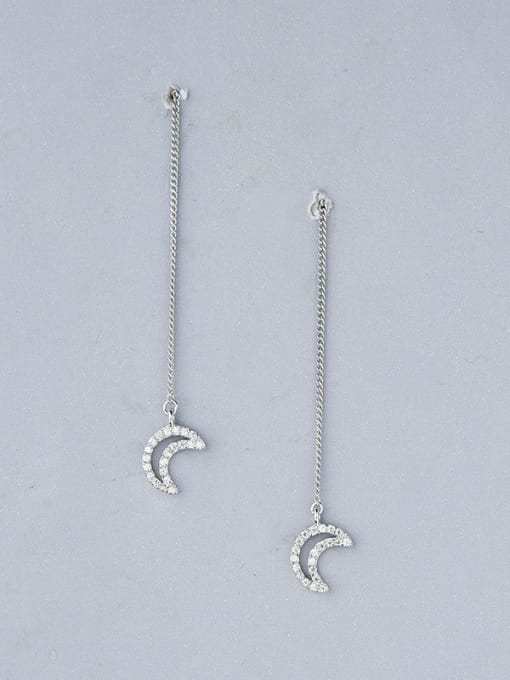 One Silver Temperament Moon Shaped Zircon Line Earrings 0