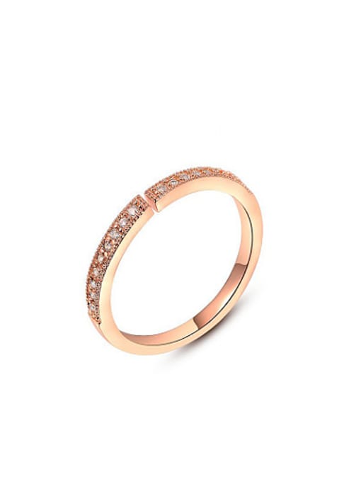 Rose Gold Elegant Open Design Geometric Shaped Zircon Ring